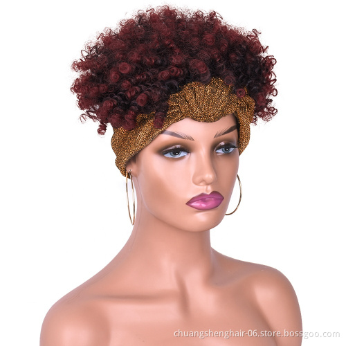 Wholese colorful deep wave blonde headband wigs for black women famale ombre toupee with attached synthetic kinky curly wigs
